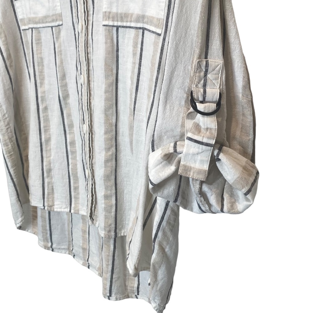 Vince Camuto Linen Stripe Button Down Shirt Size Medium - Picture 7 of 14